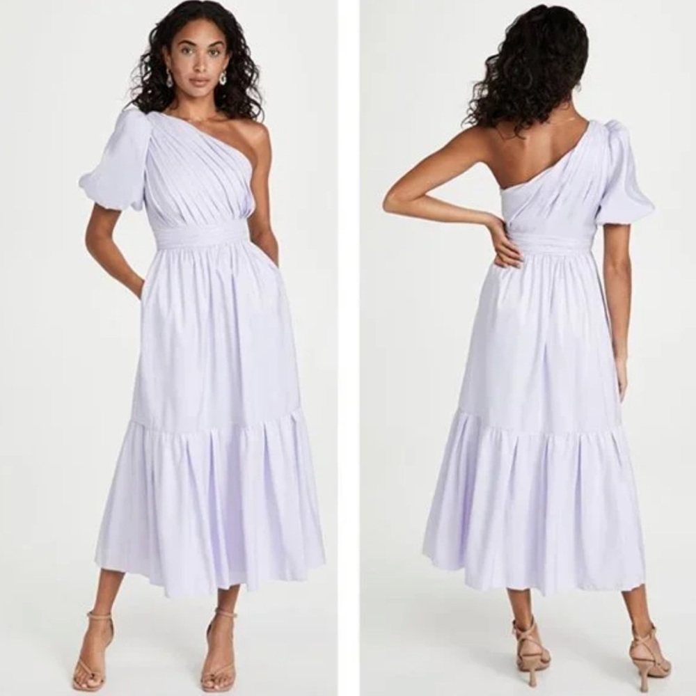Self-Portrait Lilac One-Shoulder Midi Dress